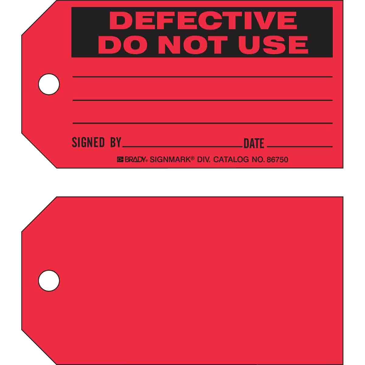 "DEFECTIVE DO NOT USE BY" RED STATUS TAGS