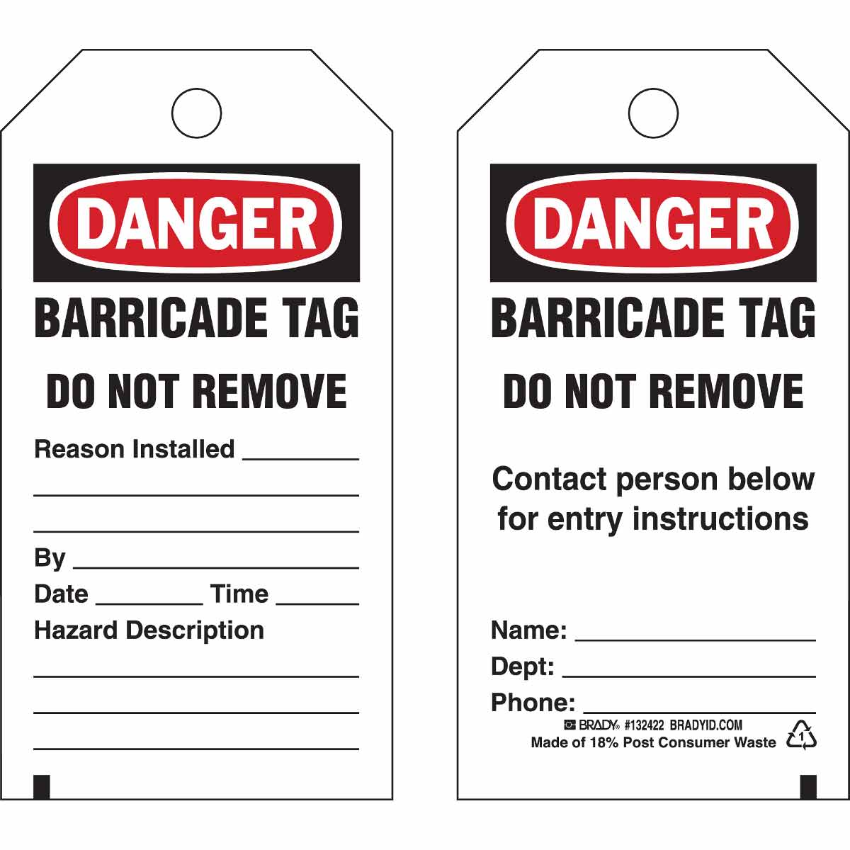 "BARRICADE TAPE DO NOT REMOVE" TAG