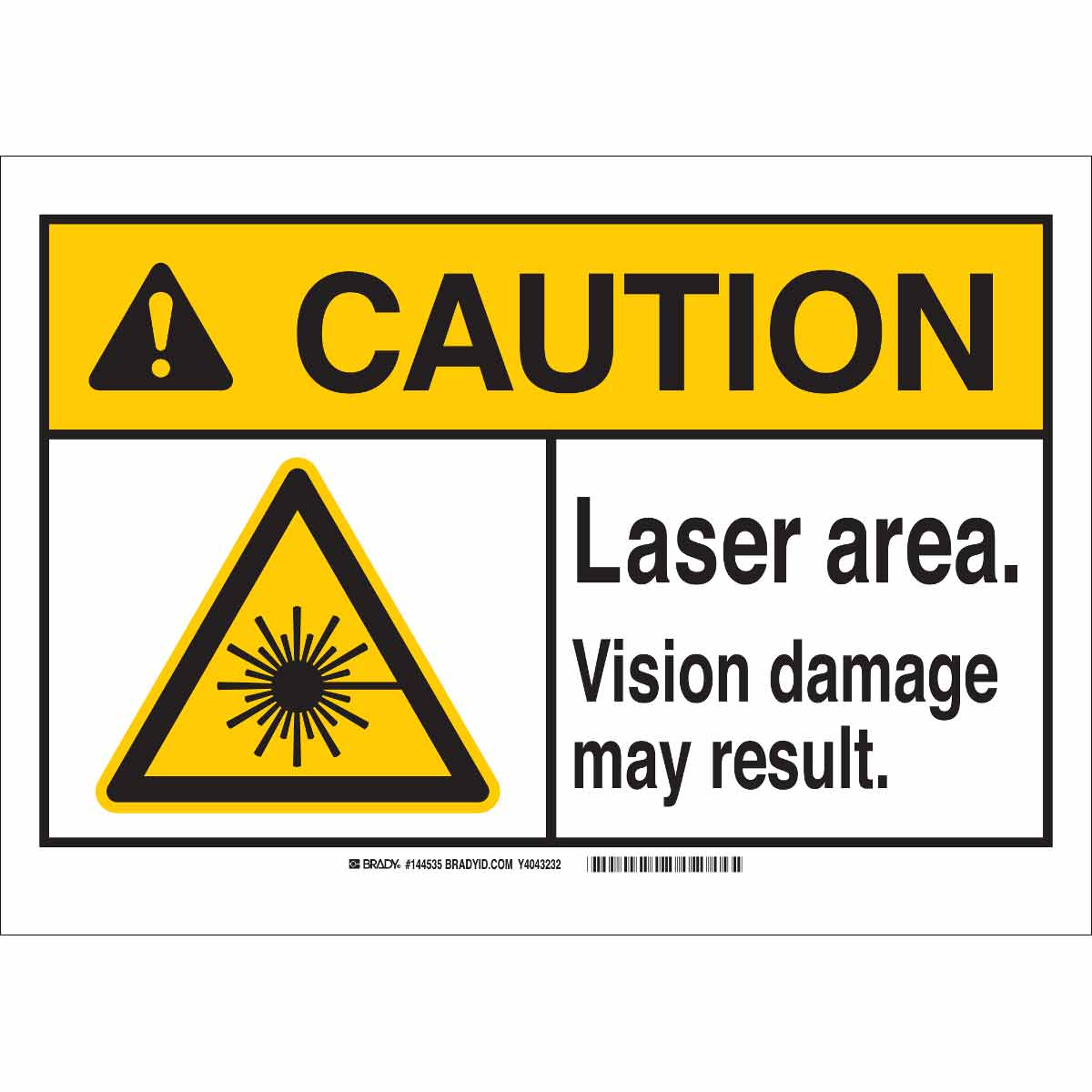 "CAUTION LASER AREA" BLK/YEL/WHT SIGN