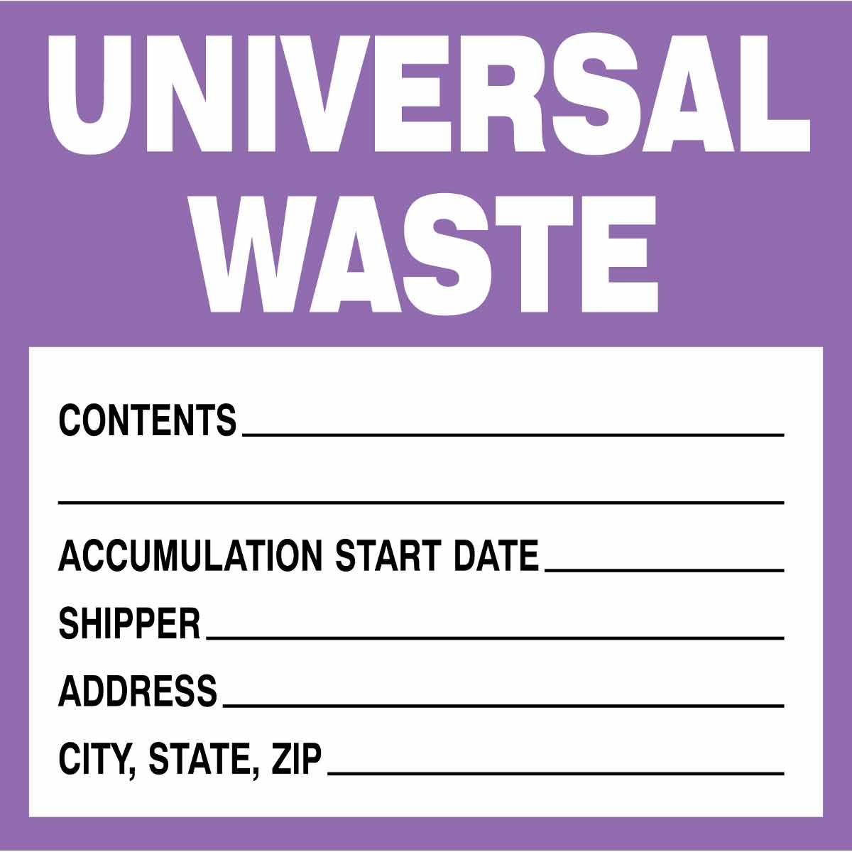 UNIVERSAL WASTE LABELS