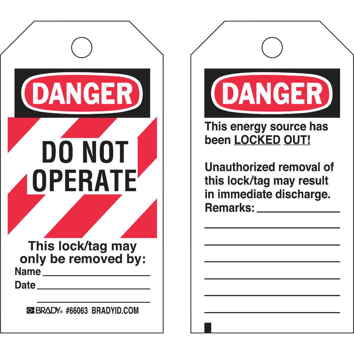 "DANGER, DO NOT OPERATE" LO/TO TAGS