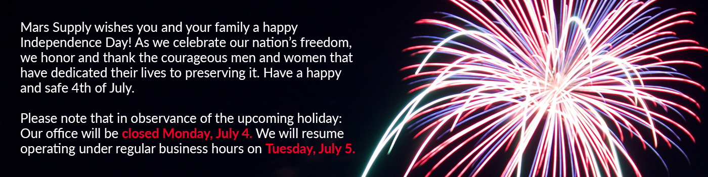 Mars Supply July 4 Holiday Hours Banner