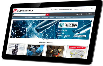 iPad showing Mars Supply homepage