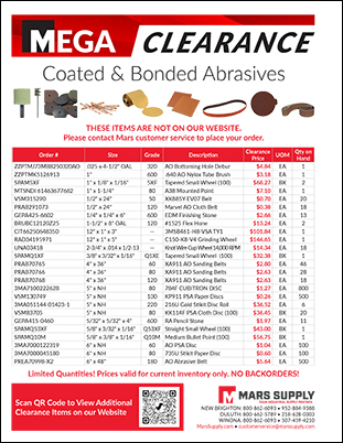 Coated and Bonded Abrasives Clearance