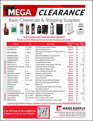Basic Chemicals and Shipping Supplies Clearance