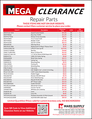 Repair Parts Clearance