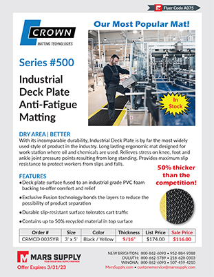 Crown Series 500 Industrial Deck Plate Anti-Fatigue Matting
