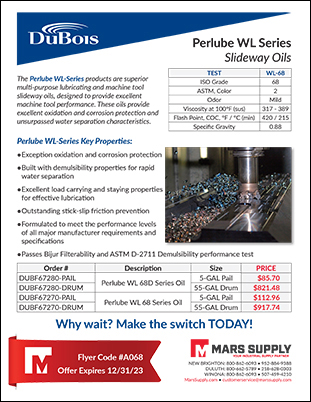 Dubois Perlube WL Series Slideway Oil