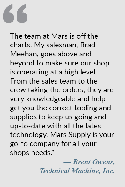 Testimonial by Brent Owens of Technical Machine, Inc.