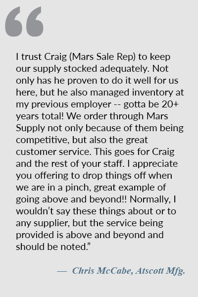Testimonial by Chris McCabe of Atscott Mfg.